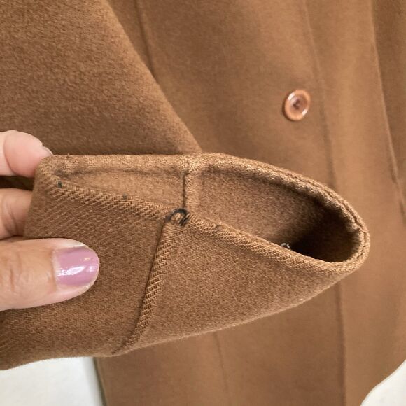 Sutton Studio Petite Camel Coat Womens Size 2P Cashmere Blend Classic Tan Pocket - Picture 8 of 13